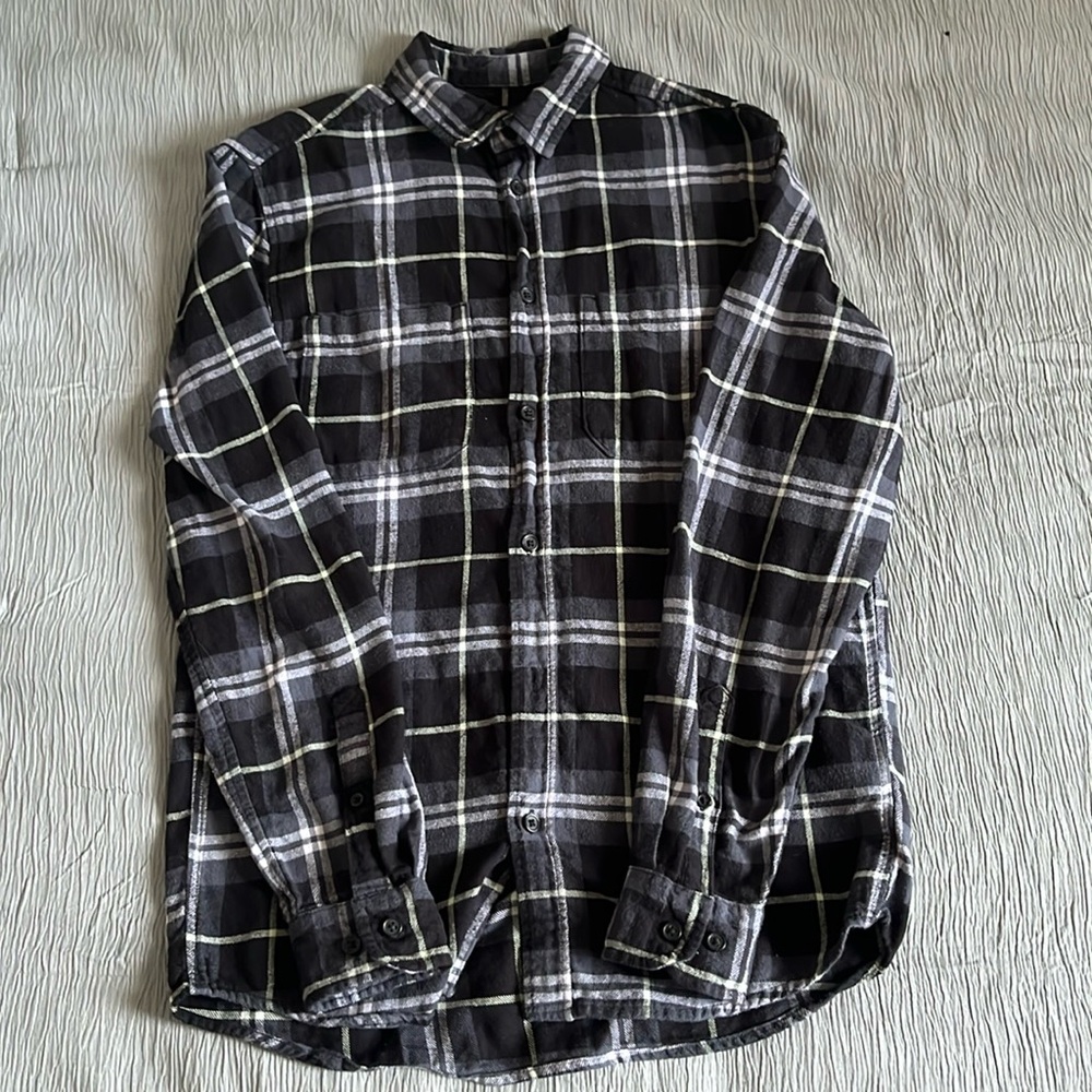 H&M Flannel Shirt checkered in stone grey XS